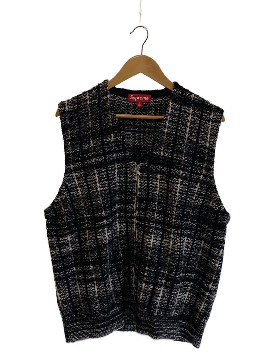 【中古】Supreme◆編み物より良い(薄っぺら)/L/綿織物/BLK/25SS/Speckled Zip Up Sweater Vest【メンズウェア】