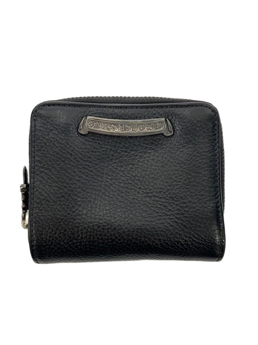 【中古】CHROME HEARTS◆スクエアジップビル/2つ折り金入れ/なめし革/BLK/無地/メンズ//【服飾雑貨他】