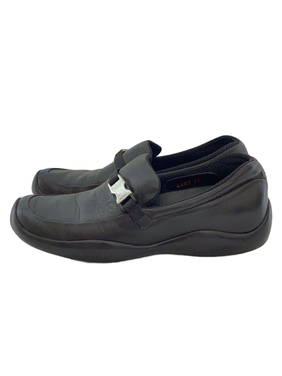 【中古】PRADA SPORT◆Velcro Leather Loafers/ドライビングシューズ/35/黒いこと/なめし革/0137【シューズ】