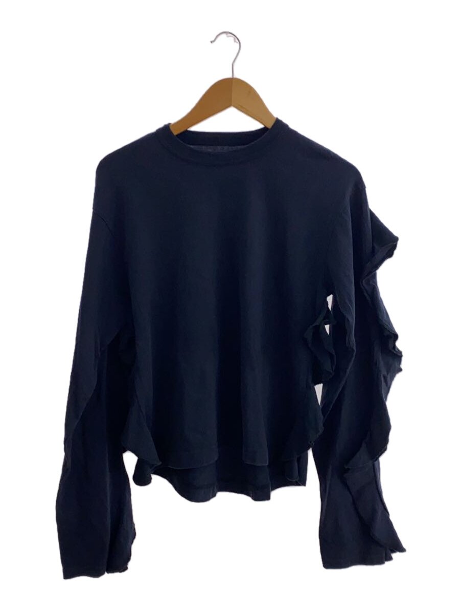 【中古】Auntie Rosa Holiday◆SUPER FINE DRY RUFFLE TOPS/長袖カットソー/S/綿織物/BLK/無地/2410101【レディース御召しもの】