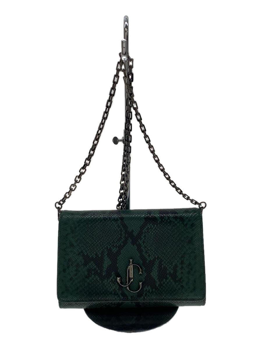 【中古】JIMMY CHOO◆ショルダーバッグ/なめし革/緑であること/20AW/VARENNE/パイソン【御徒面子】