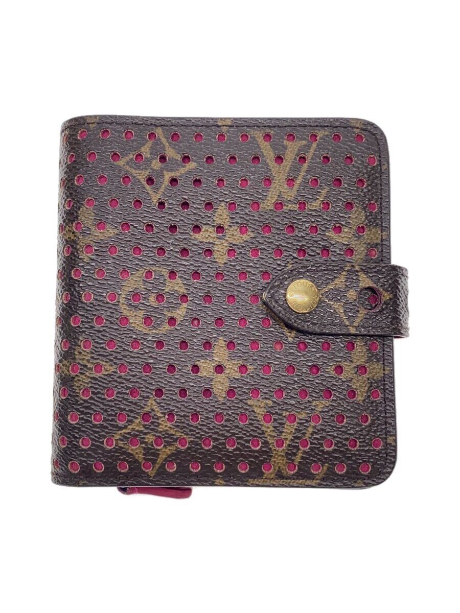 【中古】LOUIS VUITTON◆コンパクト・ジップ_モノグラム・ペルフォ_BRW/PVC/BRW/総柄/レディース【服飾雑貨他】
