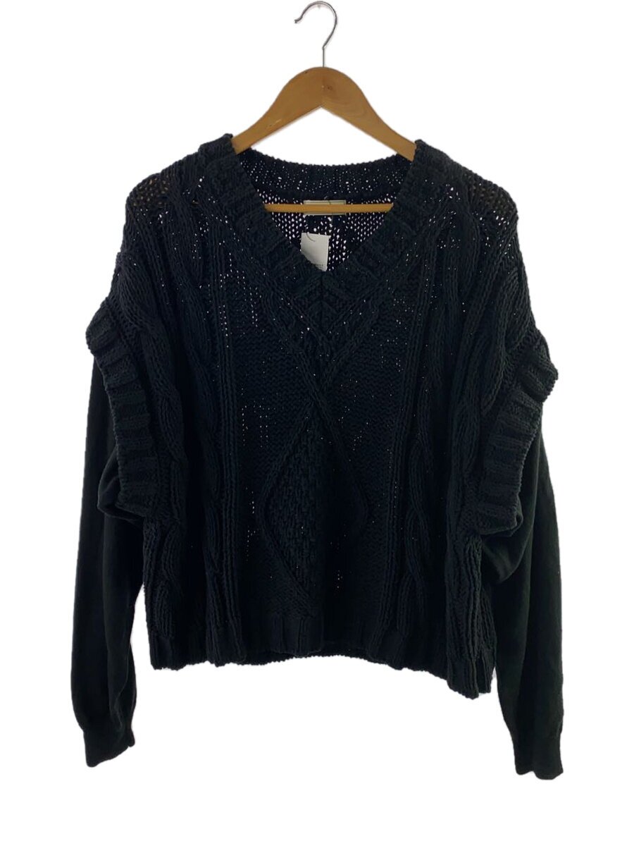 【中古】iroquois◆編み物・ティーシャツ(朦朦たる)/1/アクリル樹脂/BLK/無地/281105【メンズウェア】