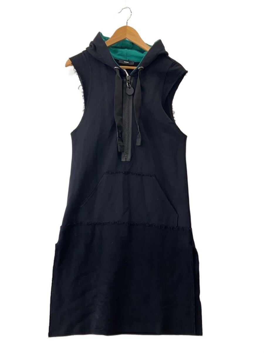 【中古】DIESEL◆ノースリーブ衣裳/ハーフジップ/ロングパーカー/BLK/無地//【レディース御召しもの】