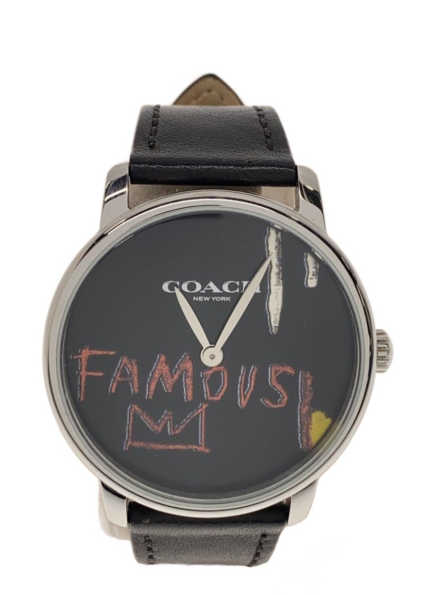 【中古】COACH◆×JEAN-MICHEL BASQUIAT/石英ウオッチ/アナログ/なめし革/BLK/BLK【服飾雑貨他】
