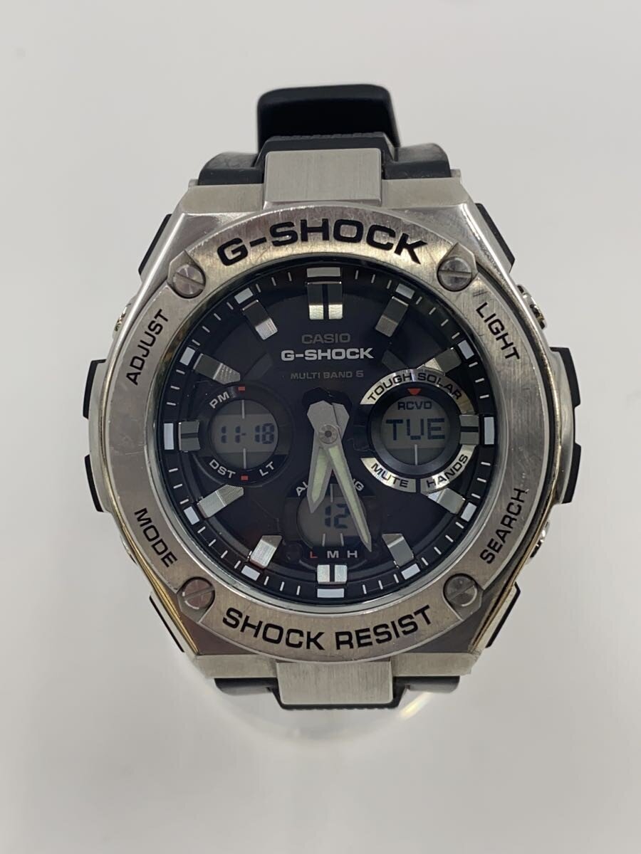 【中古】CASIO◆ソーラーウオッチ・G-SHOCK/デジアナ/SLV/BLK//【服飾雑貨他】