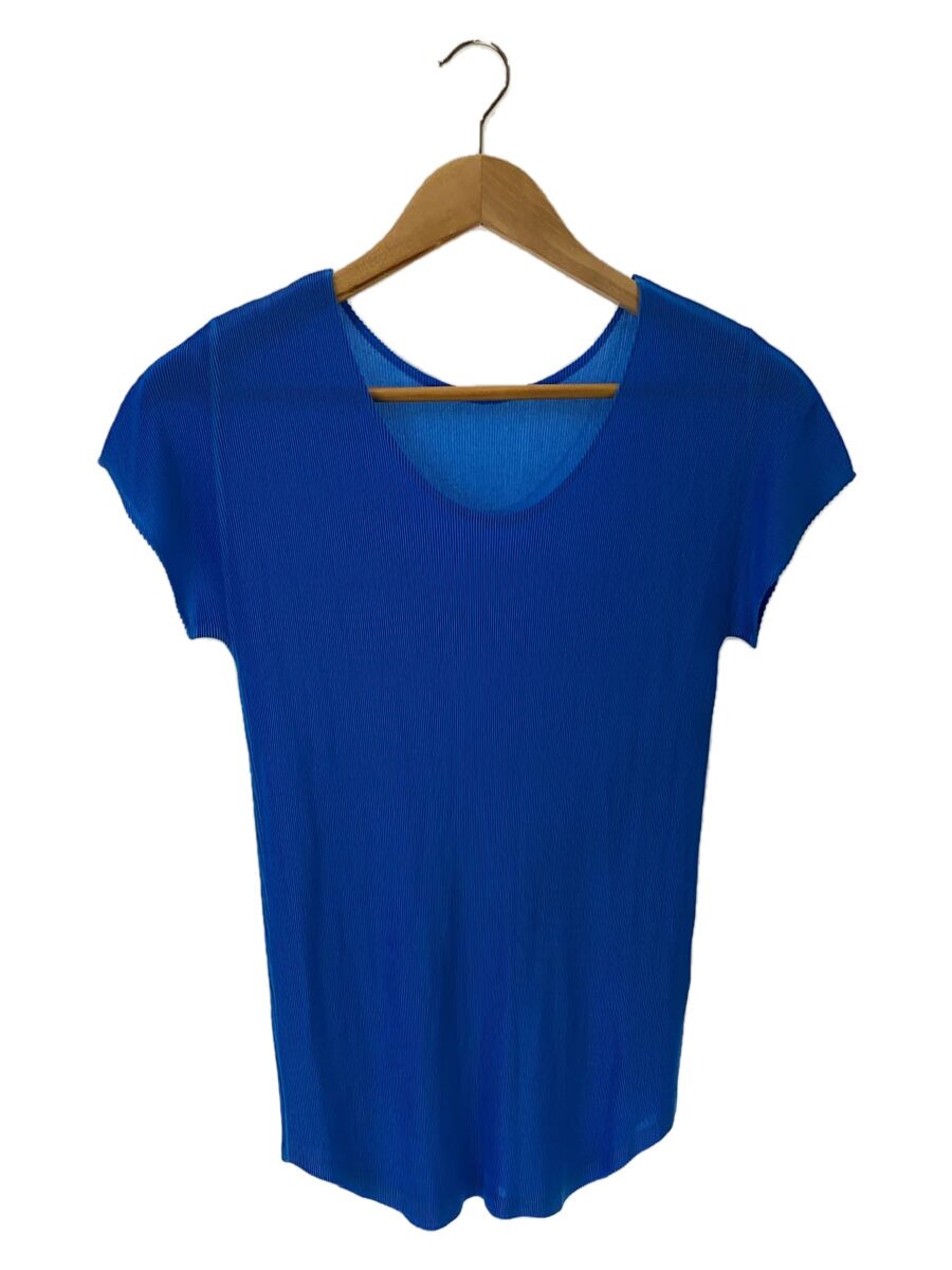 【中古】PLEATS PLEASE ISSEY MIYAKE◆半袖カットソー/3/ポリエステル/BLU/PP21FK343【レディース御召しもの】