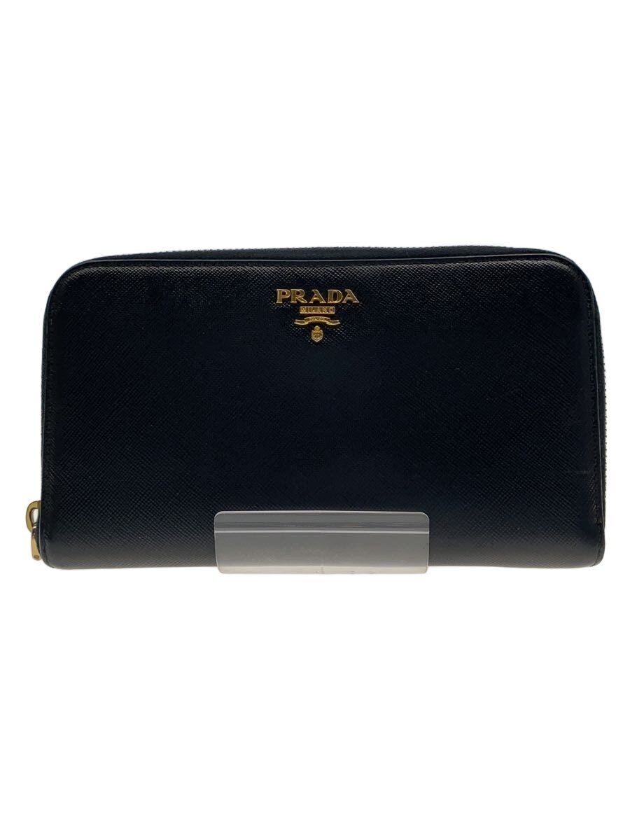 【中古】PRADA◆長金入れ/なめし革/BLK/無地/レディース/? NULL ?//【服飾雑貨他】