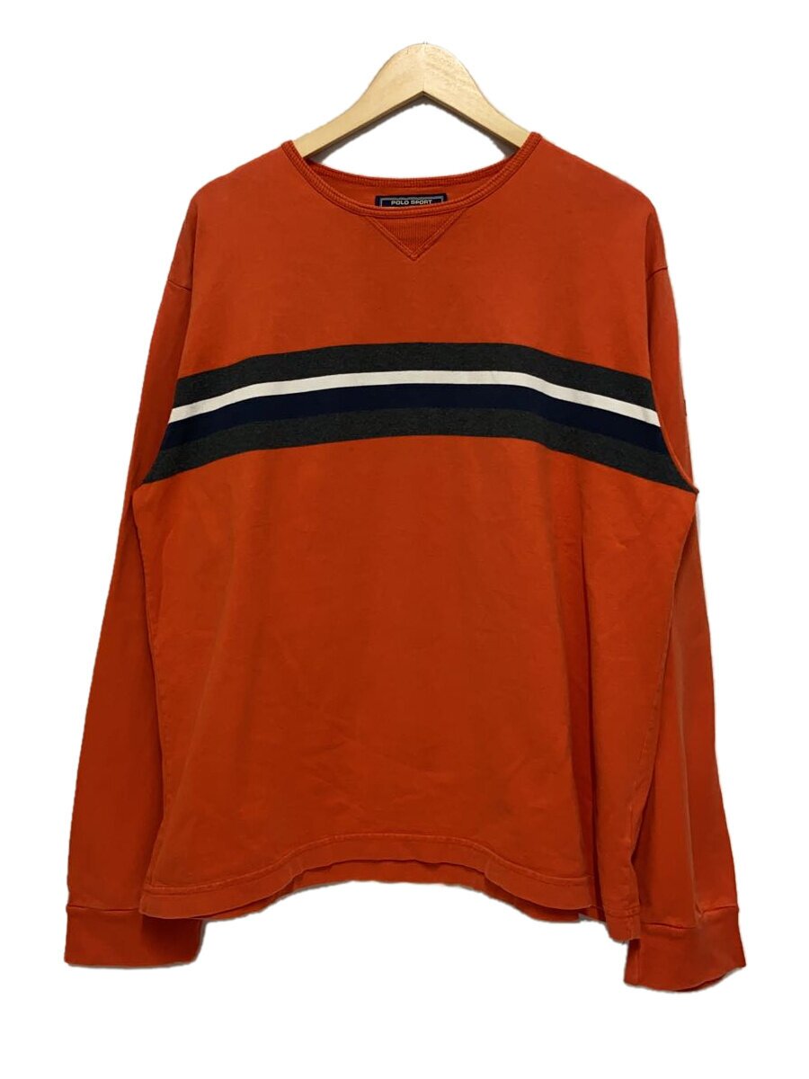 【中古】POLO SPORT◆00s/袖シミ有/長袖プルオーバー/L/綿織物/ORN/刷り上げる【メンズウェア】