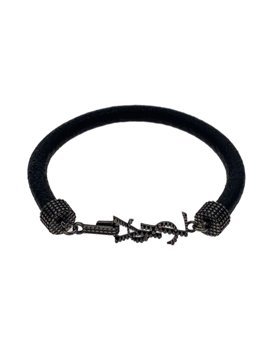 【中古】SAINT LAURENT◆腕輪/なめし革/BLK/メンズ【服飾雑貨他】