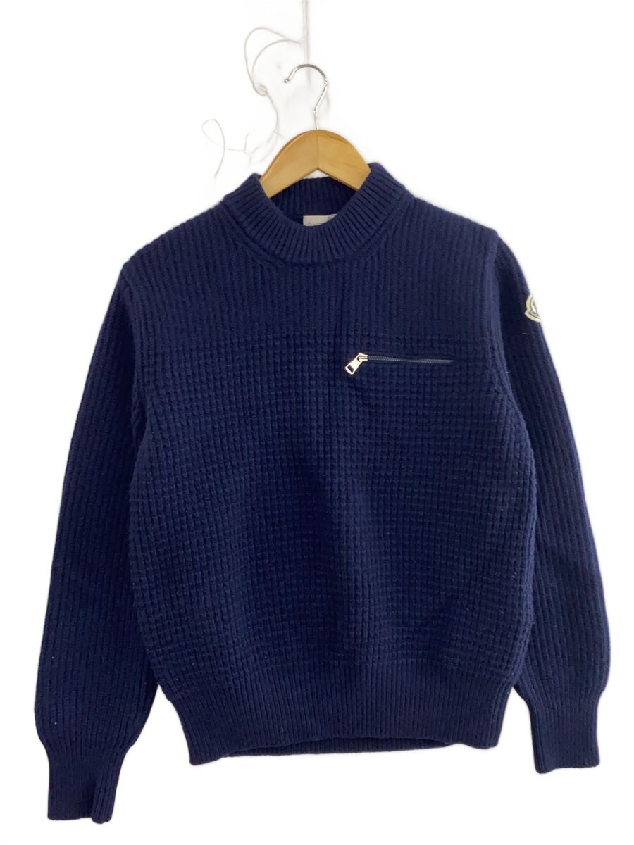 【中古】MONCLER◆編み物・ティーシャツ(朦朦たる)/M/羊毛/米国海軍/無地/J20919C00007 M4281/カシミール混//【メンズウェア】