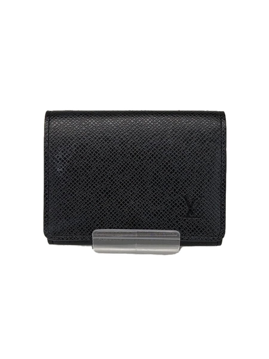 【中古】LOUIS VUITTON◆アンヴェロップ・カルト・ドゥ・ヴィジットNM_五分五分ガ/牛皮/BLK/メンズ【服飾雑貨他】