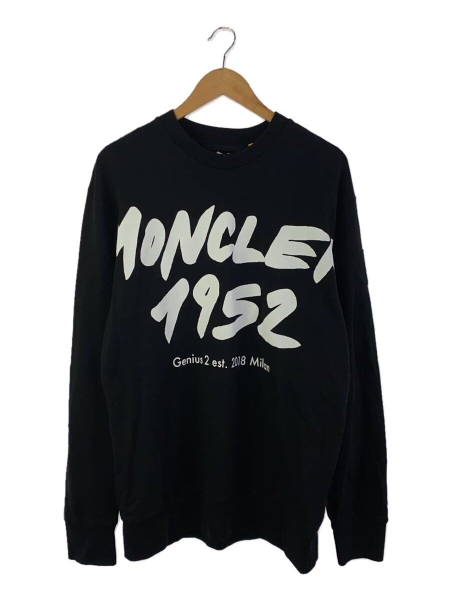 【中古】MONCLER◆GENIUS/ロゴプリントスウェット/M/綿織物/BLK/h10928g00013//【メンズウェア】
