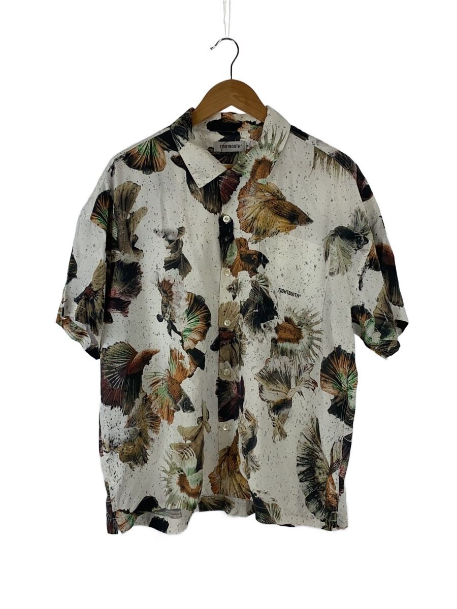 【中古】TIGHTBOOTH PRODUCTION◆FISH CAMO ALOHA/半袖プルオーバー/M/人絹/WHT/総柄【メンズウェア】