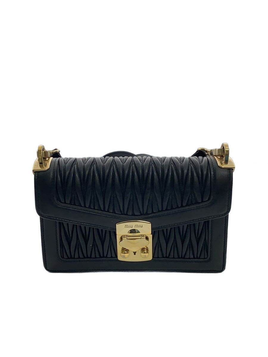 【中古】MIU MIU◆マテラッセ/ショルダーバッグ/なめし革/BLK【御徒面子】