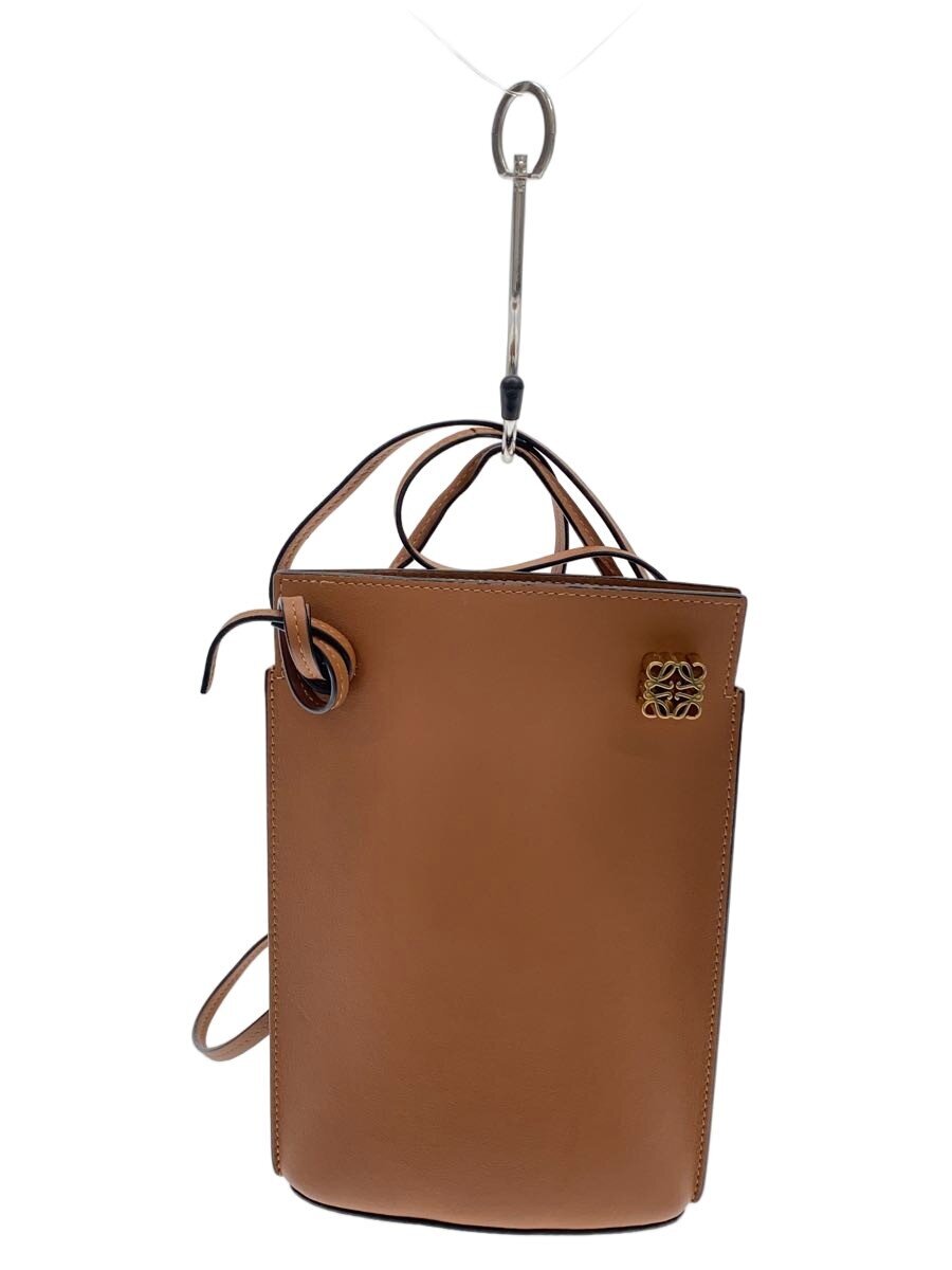【中古】LOEWE◆ダイス型 衣嚢 ショルダーバッグ/なめし革/駱駝【御徒面子】