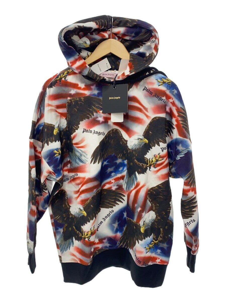 【中古】Palm Angels◆パーカー/M/綿織物/RED/刷り上げる/ダグ付き添い人/白頭鷲/鷲/厚地の外套大きさ/肋材【メンズウェア】