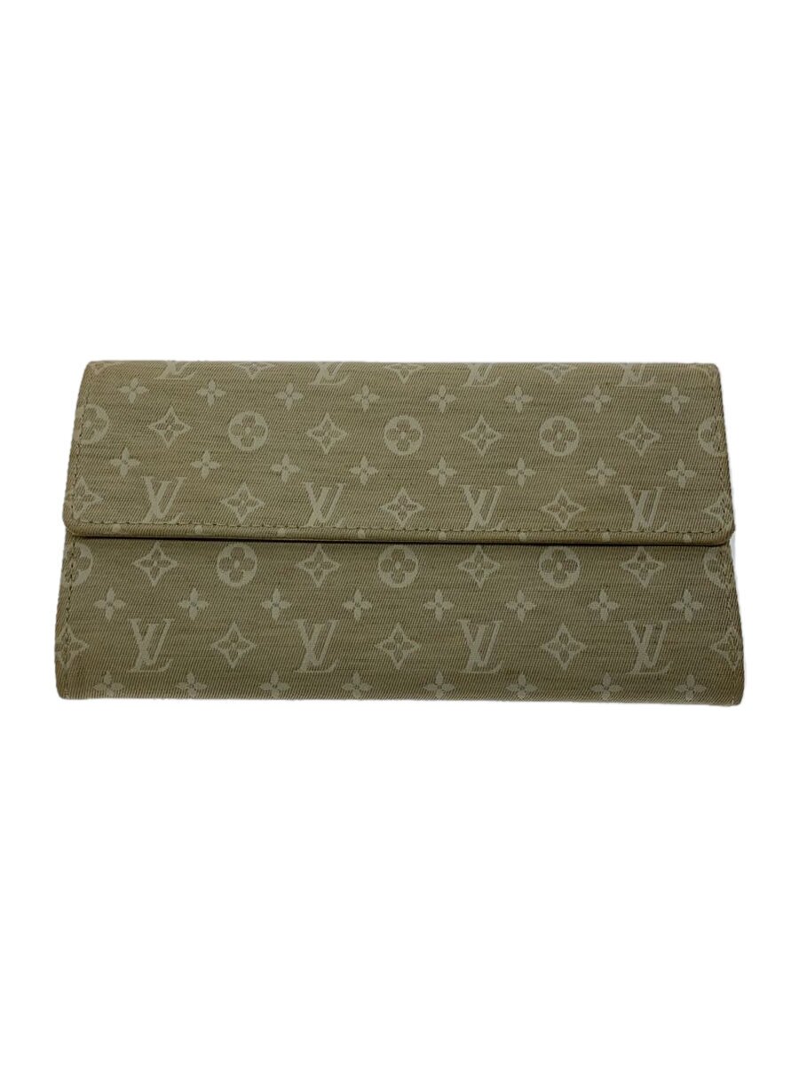 【中古】LOUIS VUITTON◆ポルト・フォイユ・サラ_モノグラム・ミニ・幽客_IVO/帆布/ベージュ/総柄/レディース【服飾雑貨他】