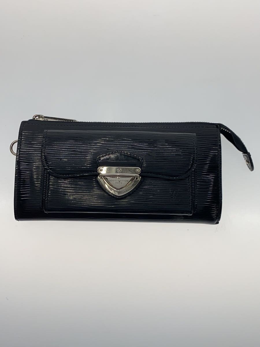 【中古】LOUIS VUITTON◆ポルト・フォイユ・アストリッド_エピ_BLK/なめし革/BLK/無地/レディース【服飾雑貨他】