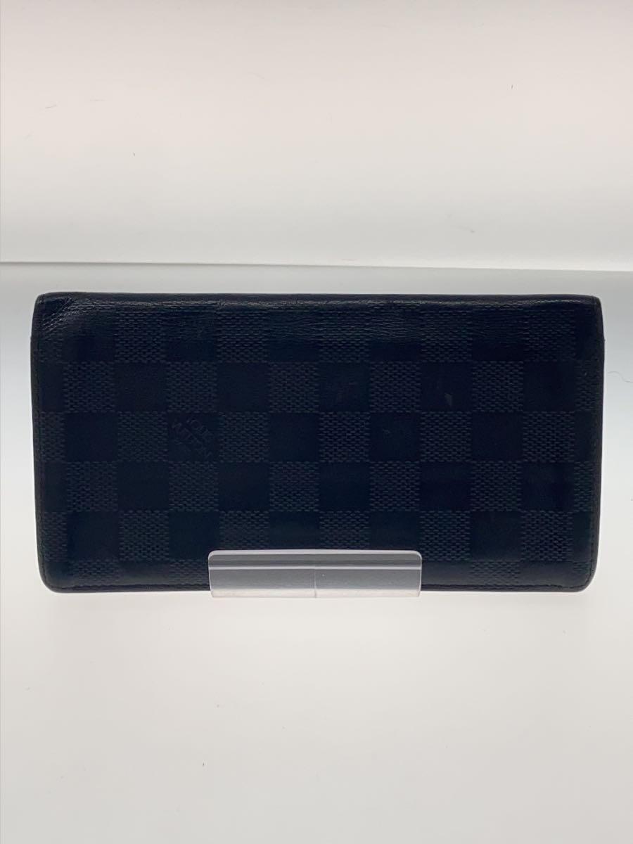 【中古】LOUIS VUITTON◆ポルト・フォイユ・ブラザ_ダミエ・アンフィニ_BLK/なめし革/BLK/総柄/メンズ【服飾雑貨他】 その他-バッグ・小物・ブランド雑貨