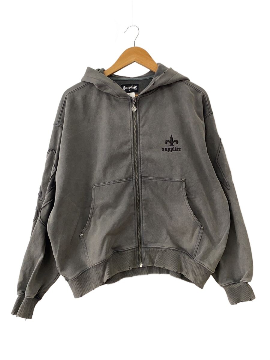 【中古】SUPPLIER◆ジップパーカー/S/コットン/GRY/ウォッシュ加工/クロス//【メンズウェア】｜2ｎｄ STREET 店