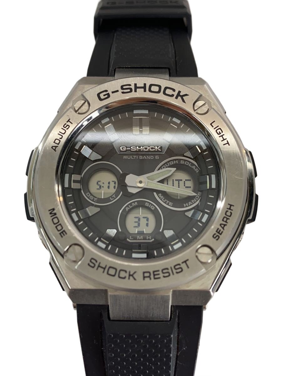 【中古】CASIO◆石英ウオッチ/デジアナ/天然ゴム/BLK/BLK/SS/GST-W310【服飾雑貨他】