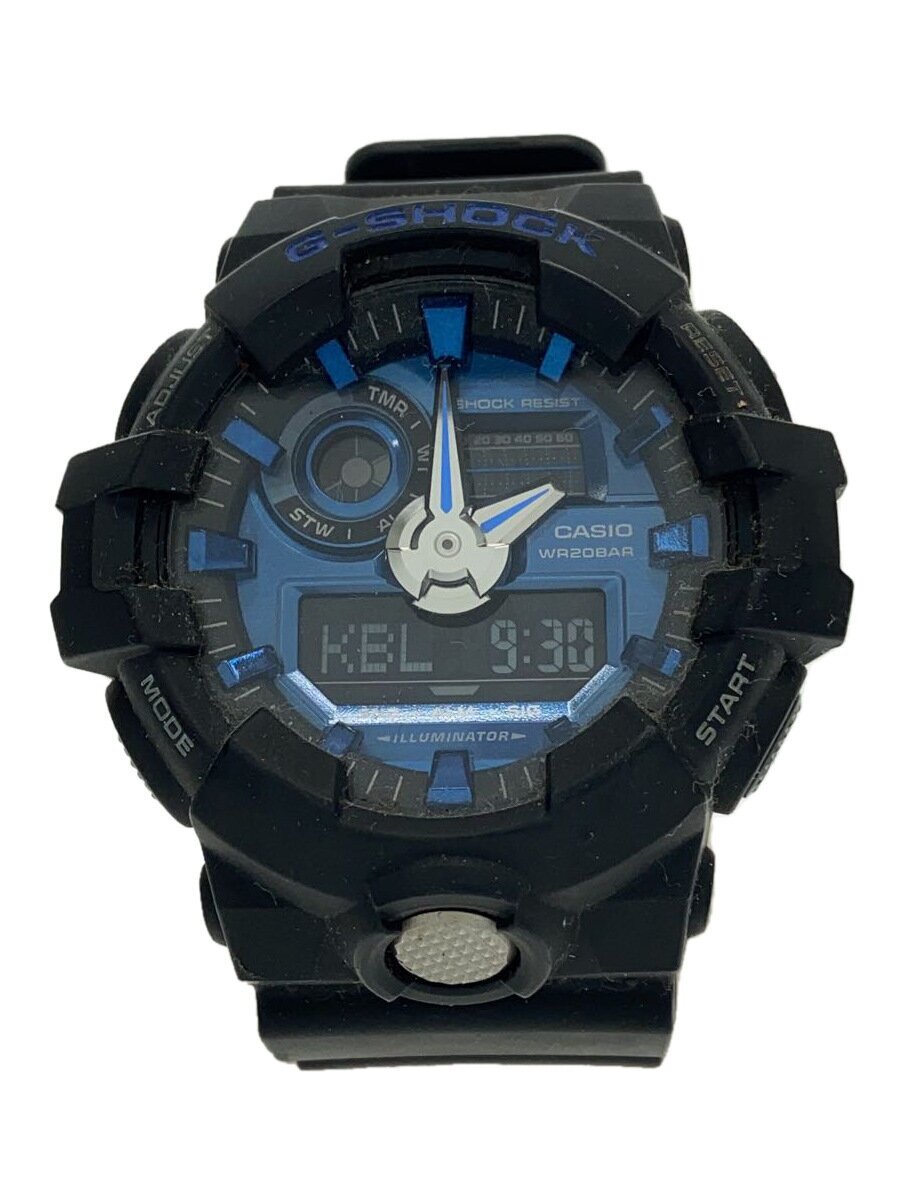 【中古】CASIO◆石英ウオッチ・G-SHOCK/デジアナ/天然ゴム/BLU/BLK【服飾雑貨他】