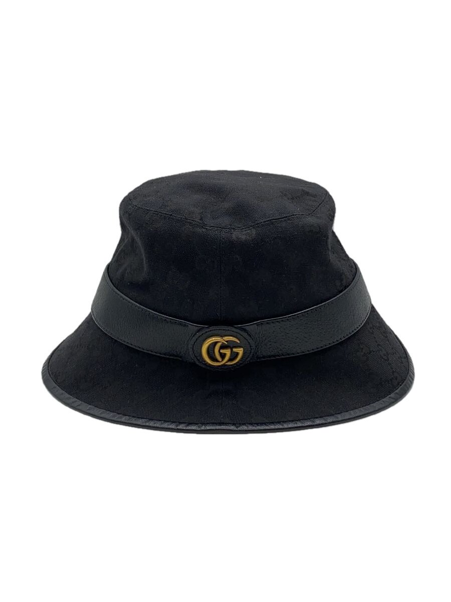 【中古】GUCCI◆井戸釣瓶かぶり笠/M/帆布/BLK/総柄/メンズ/576587【服飾雑貨他】