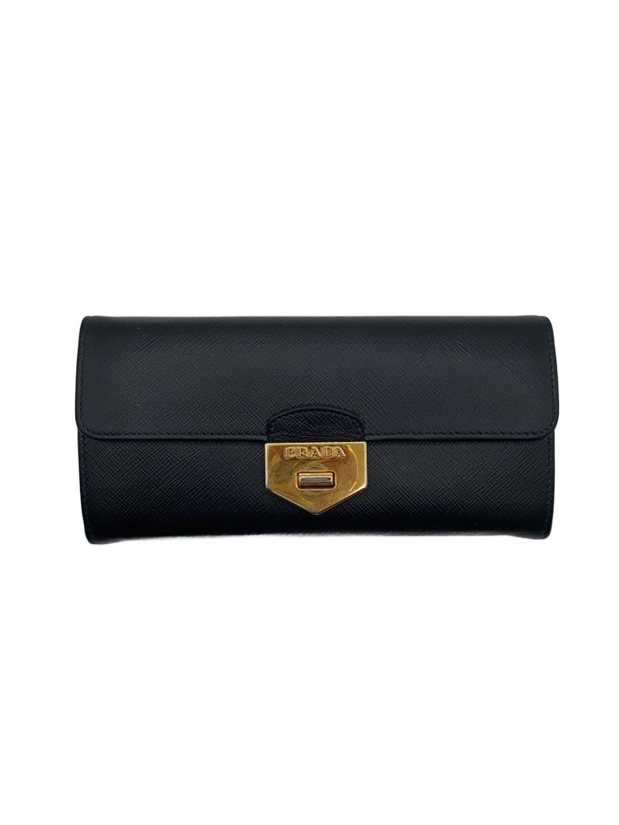 【中古】PRADA◆長金入れ/なめし革/BLK/レディース【服飾雑貨他】