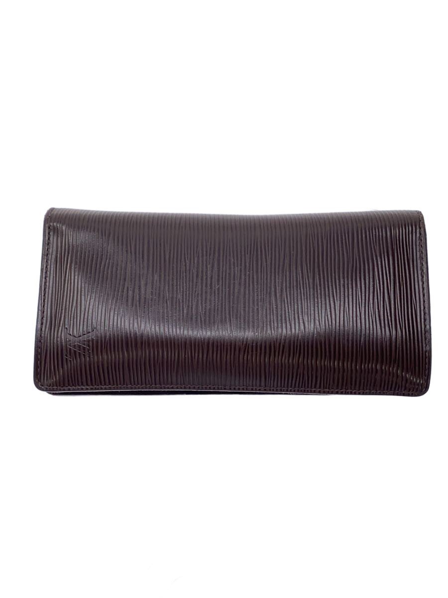 【中古】LOUIS VUITTON◆ポルト・フォイユ・ブラザ_エピ/なめし革/BRW/メンズ【服飾雑貨他】