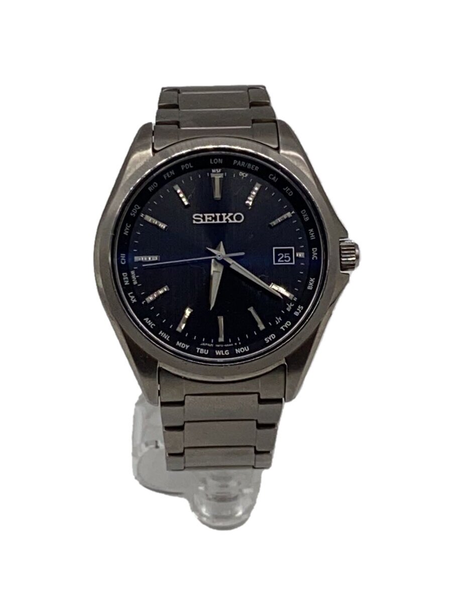 【中古】SEIKO◆石英ウオッチ/アナログ/NVY/SLV/7B75-0AA0【服飾雑貨他】