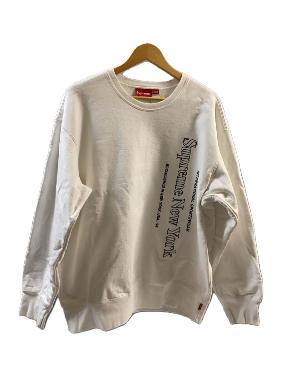 【中古】Supreme◆20AW SIDE LOGO CREWNECK/流汗/L/綿織物/WHT【メンズウェア】