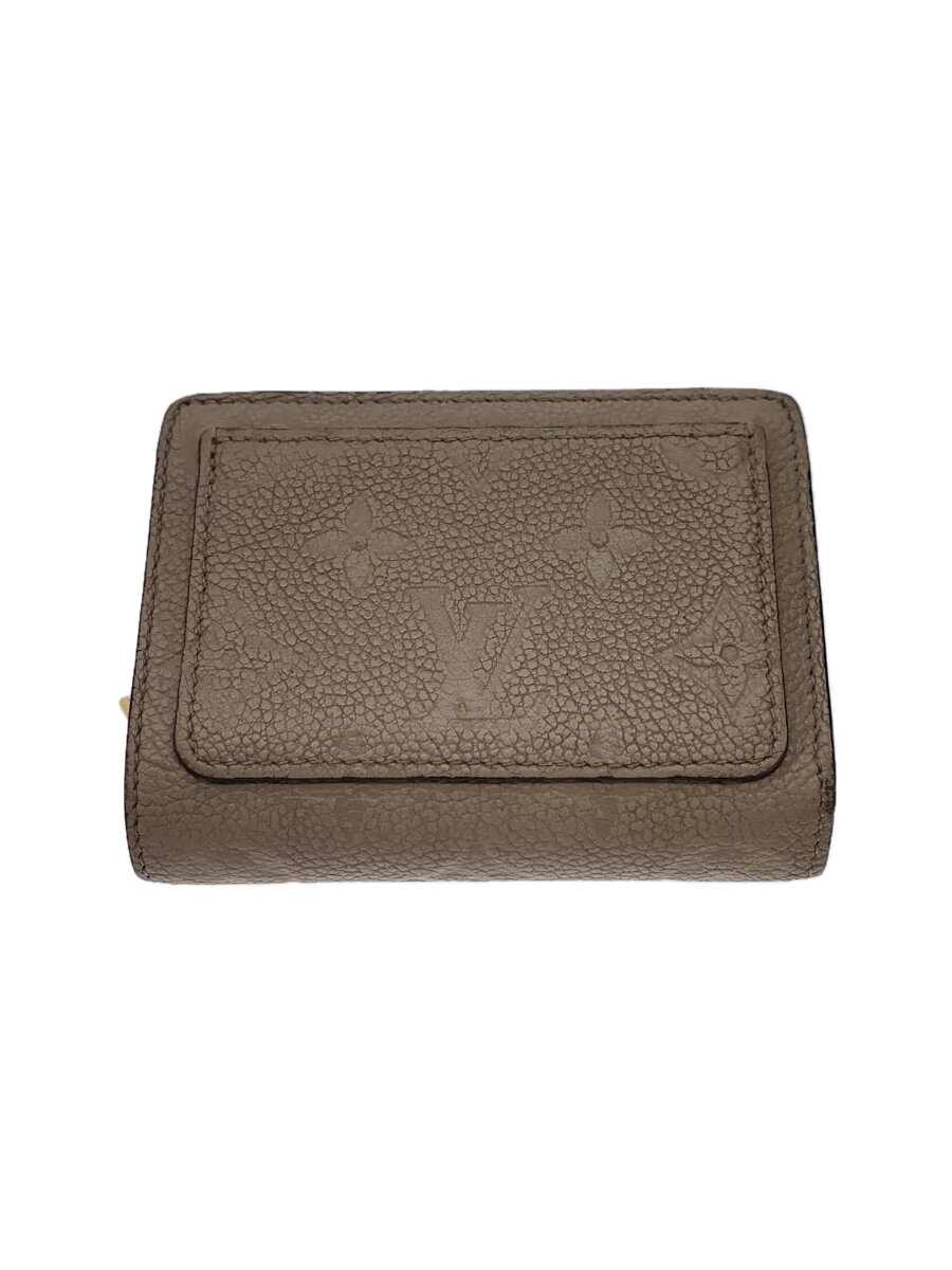 【中古】LOUIS VUITTON◆ポルト・フォイユ・クレア_モノグラム・アンプラント/レザー/GRY/総柄/レディース【服飾雑貨他】