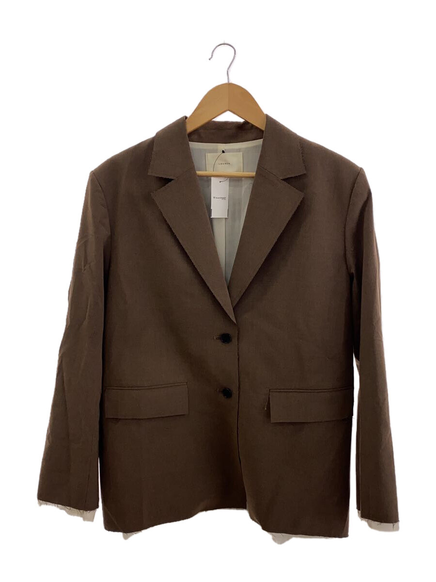 【中古】louren◆twillno collar jacket/上衣/FREE/ポリエステル/BRW/lo233-65【レディース御召しもの】