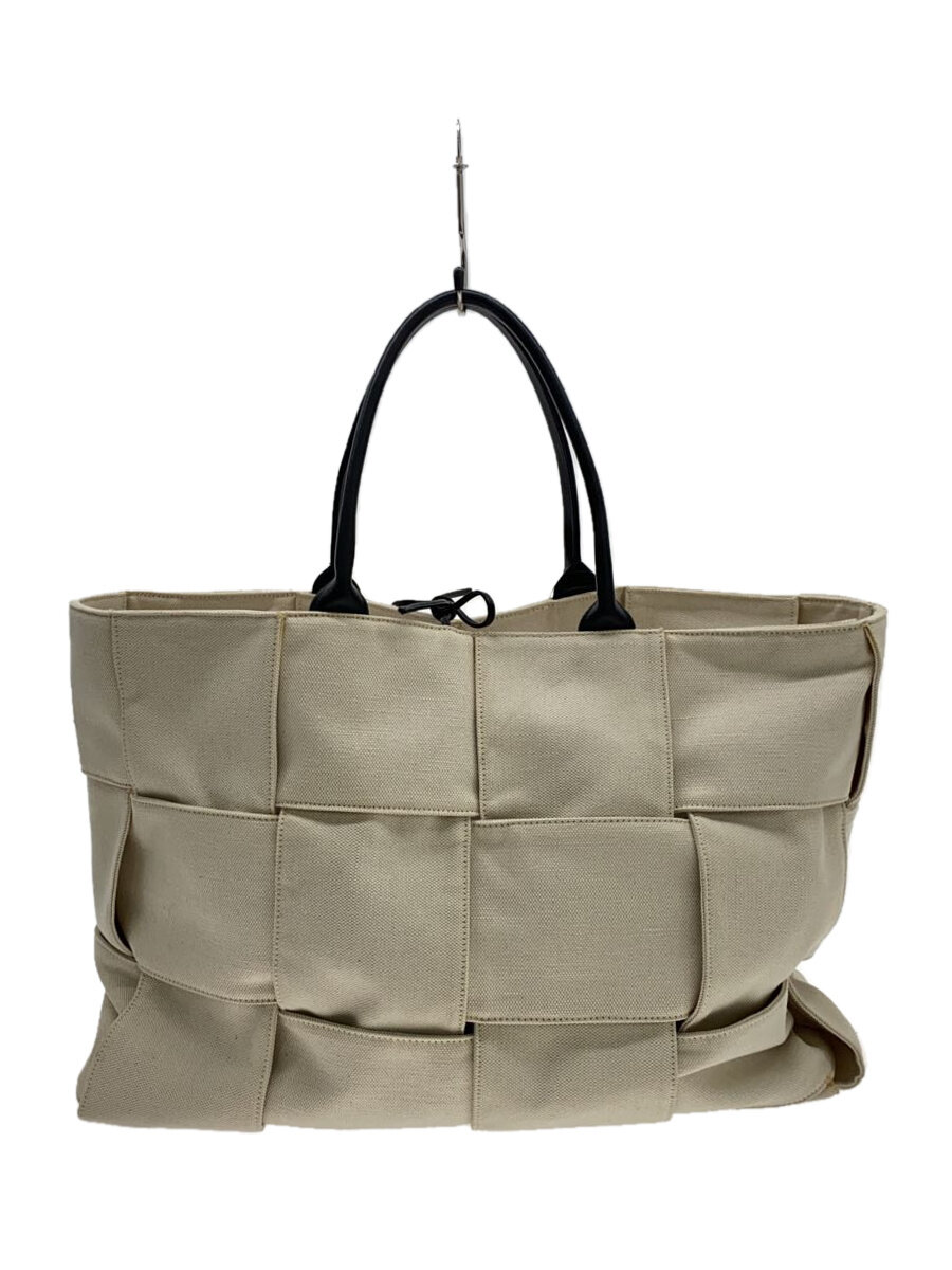 【中古】BOTTEGA VENETA◆トートバッグ/帆布/BEG/無地【御徒面子】