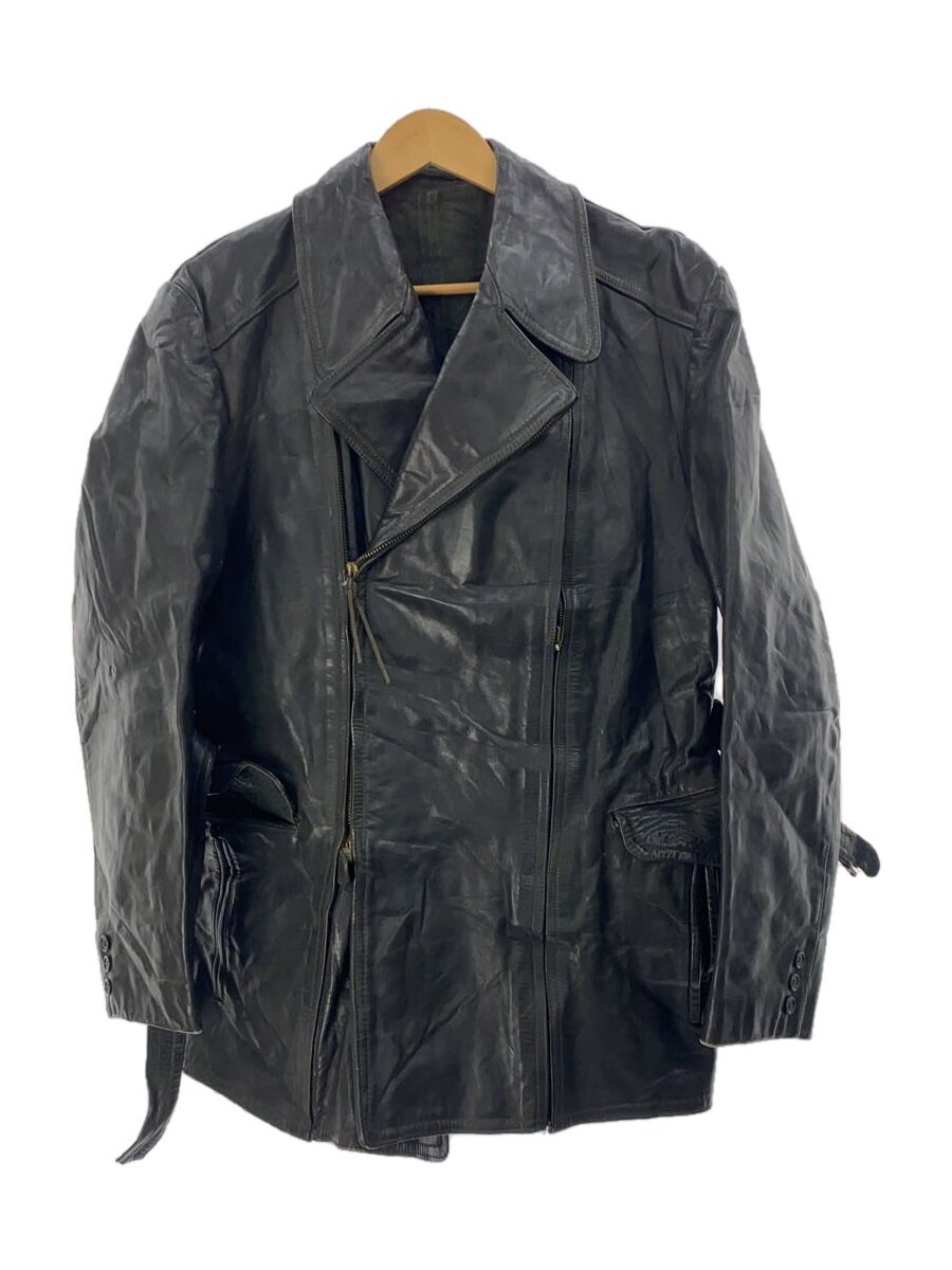 【中古】EURO VINTAGE◆自動自転車厚地の外套/54/なめし革/BLK【メンズウェア】