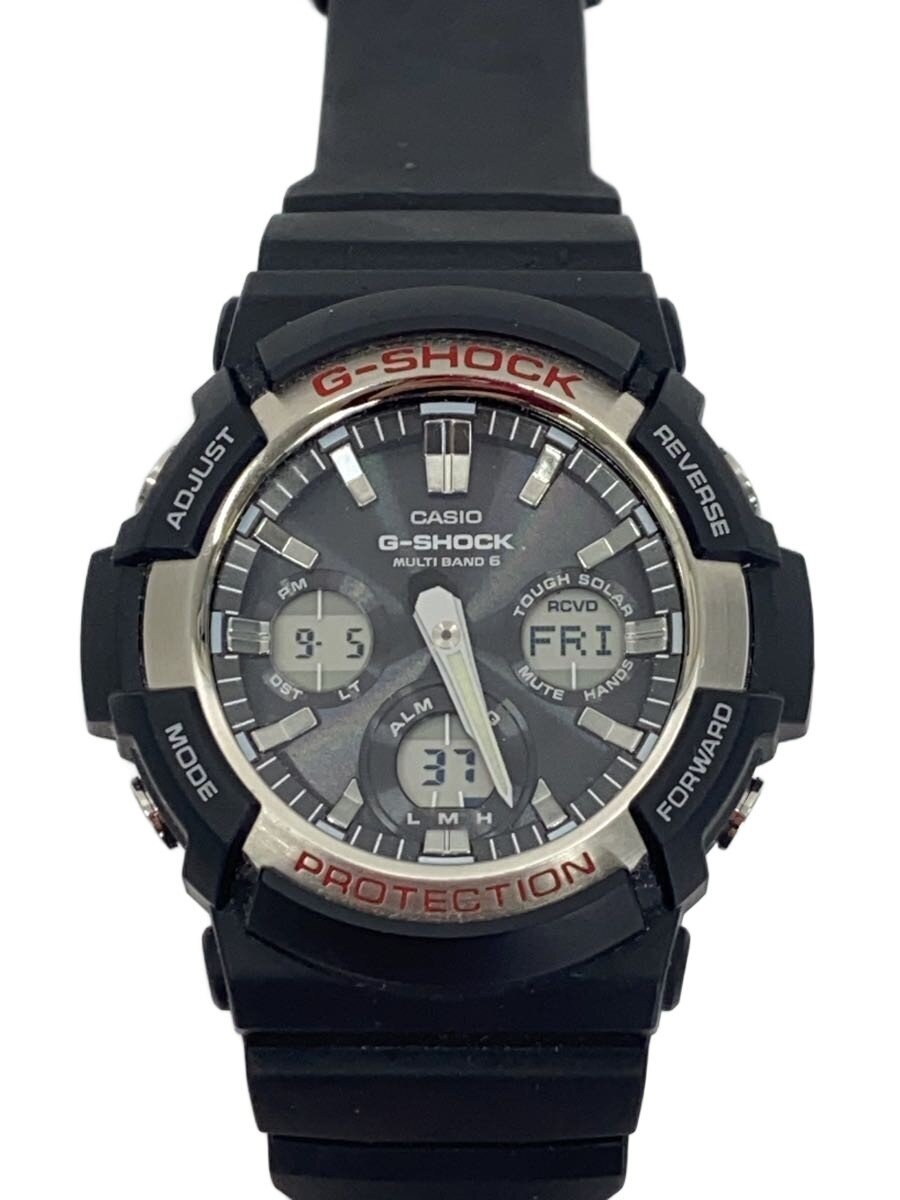 【中古】CASIO◆ソーラーウオッチ・G-SHOCK/デジアナ/天然ゴム/BLK/BLK【服飾雑貨他】