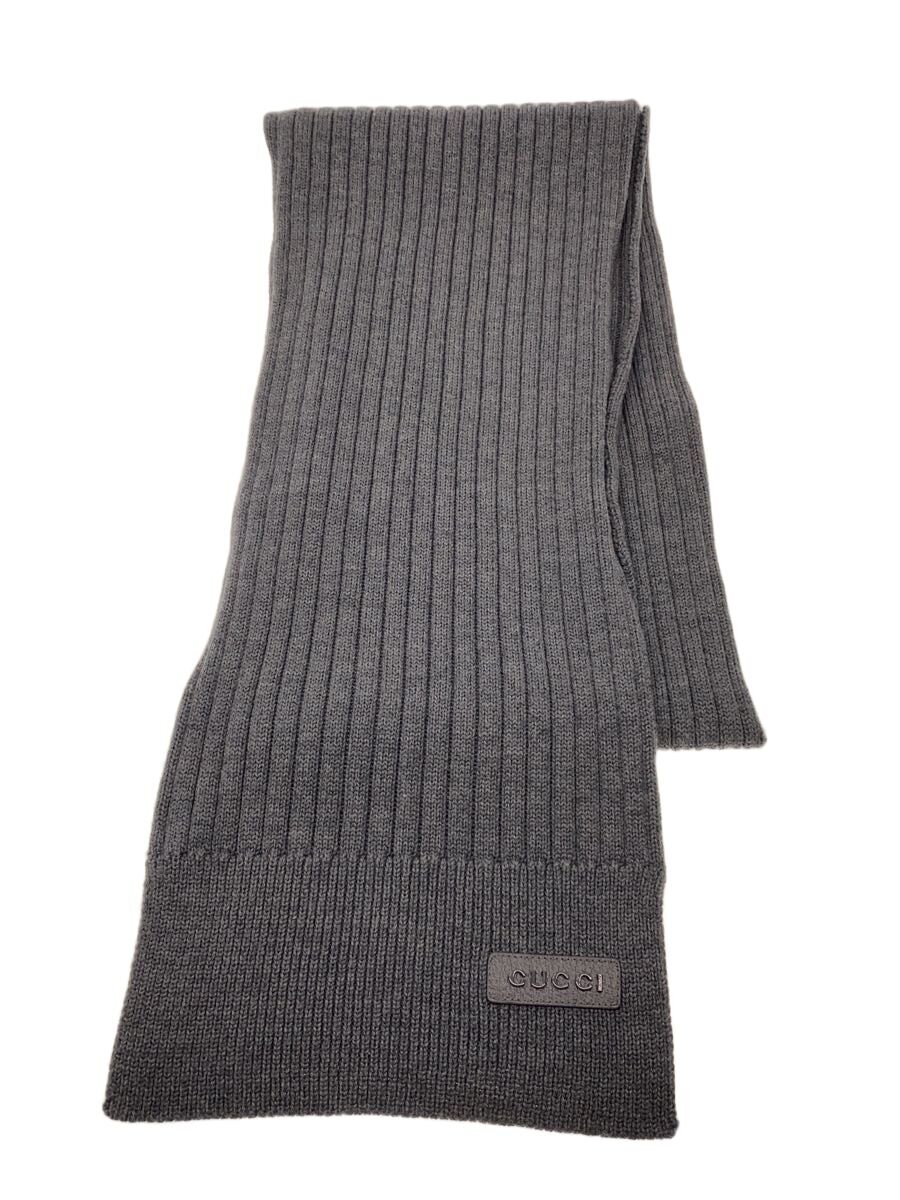 【中古】GUCCI◆えり巻き/羊毛/GRY/メンズ/812378 4G200 1200【服飾雑貨他】