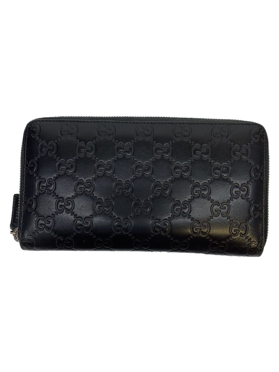 【中古】GUCCI◆長札入れ_グッチシマ/なめし革/BLK/メンズ//【服飾雑貨他】