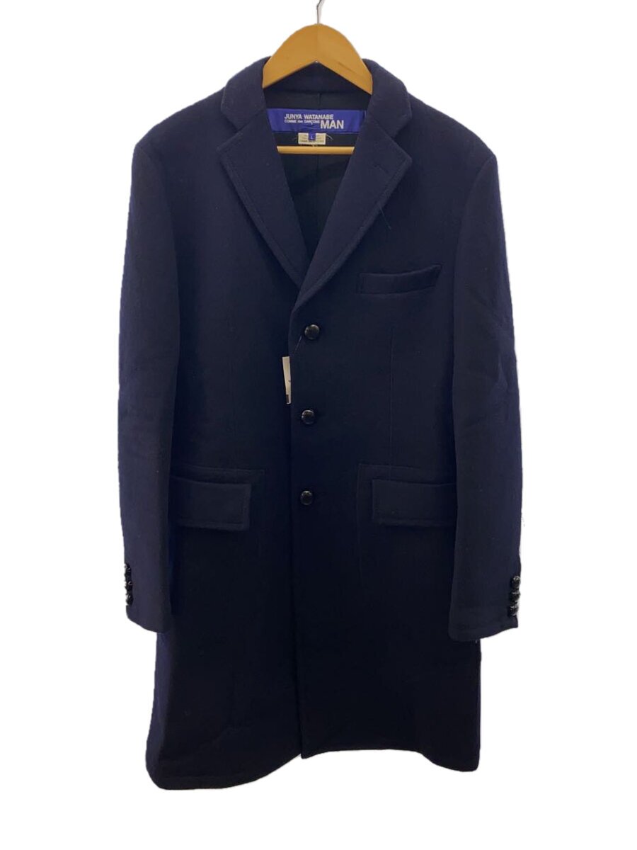 【中古】JUNYA WATANABE COMME des GARCONS MAN◆コムデ給仕/チェスターコート/L/羊毛/NVY/米国海軍/無地【メンズウェア】