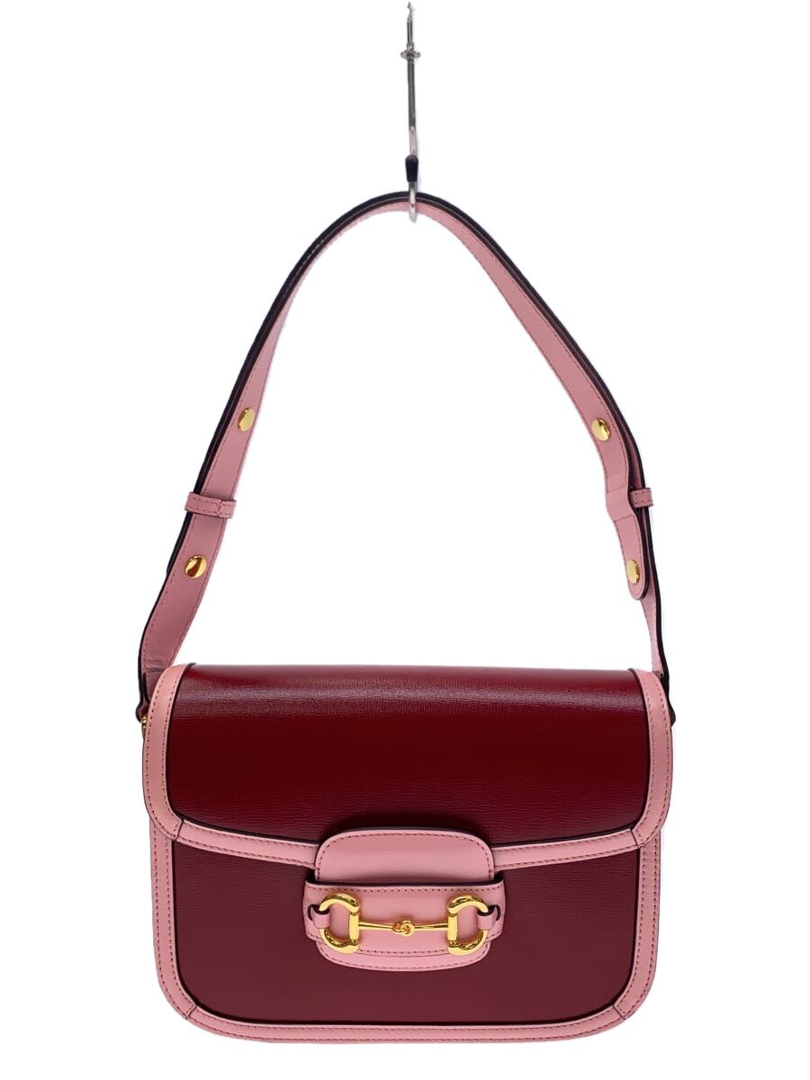 【中古】GUCCI◆スモール・ショルダーバッグ_グッチホースビット1955/なめし革/RED//【御徒面子】
