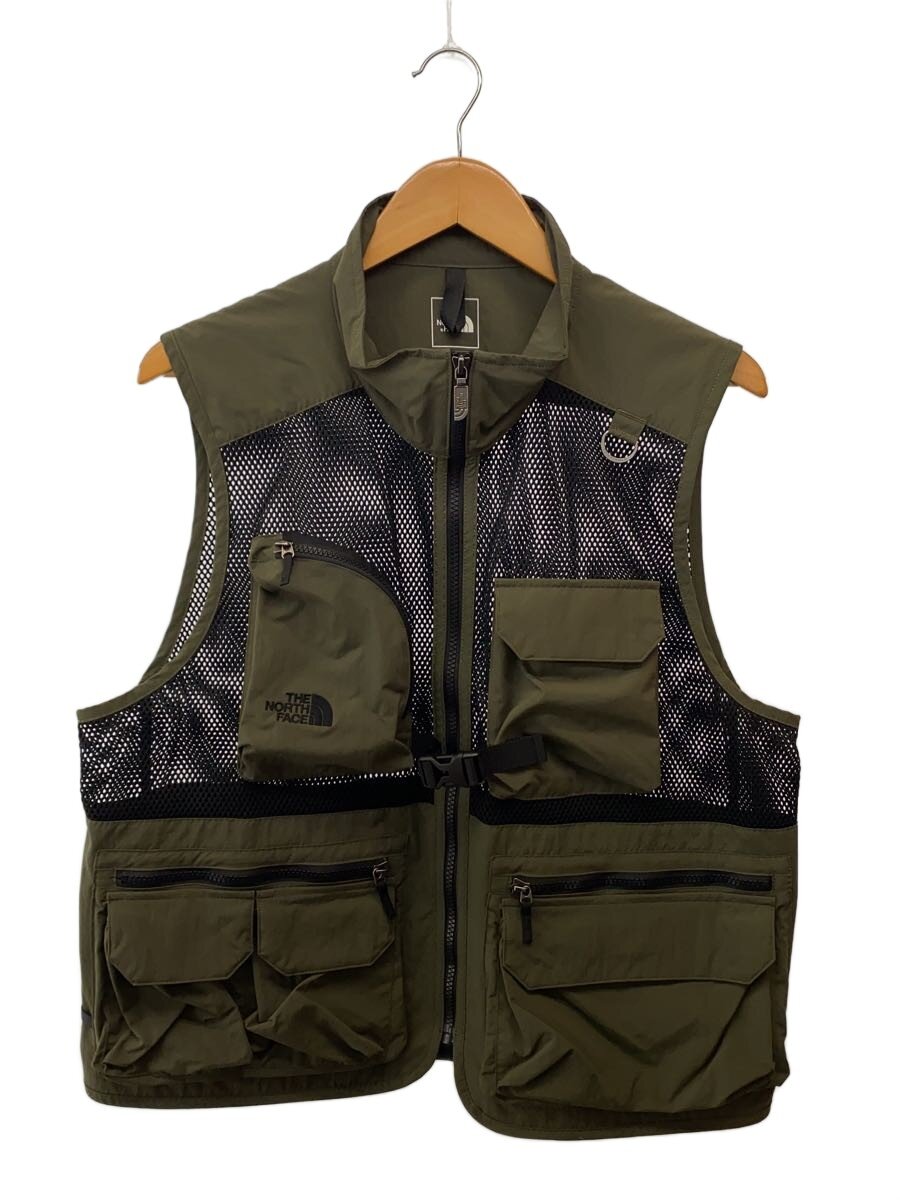【中古】THE NORTH FACE◆UTILITY MESH VEST_ユーティリティメッシュベスト/L/ナイロン/KHK【メンズウェア】