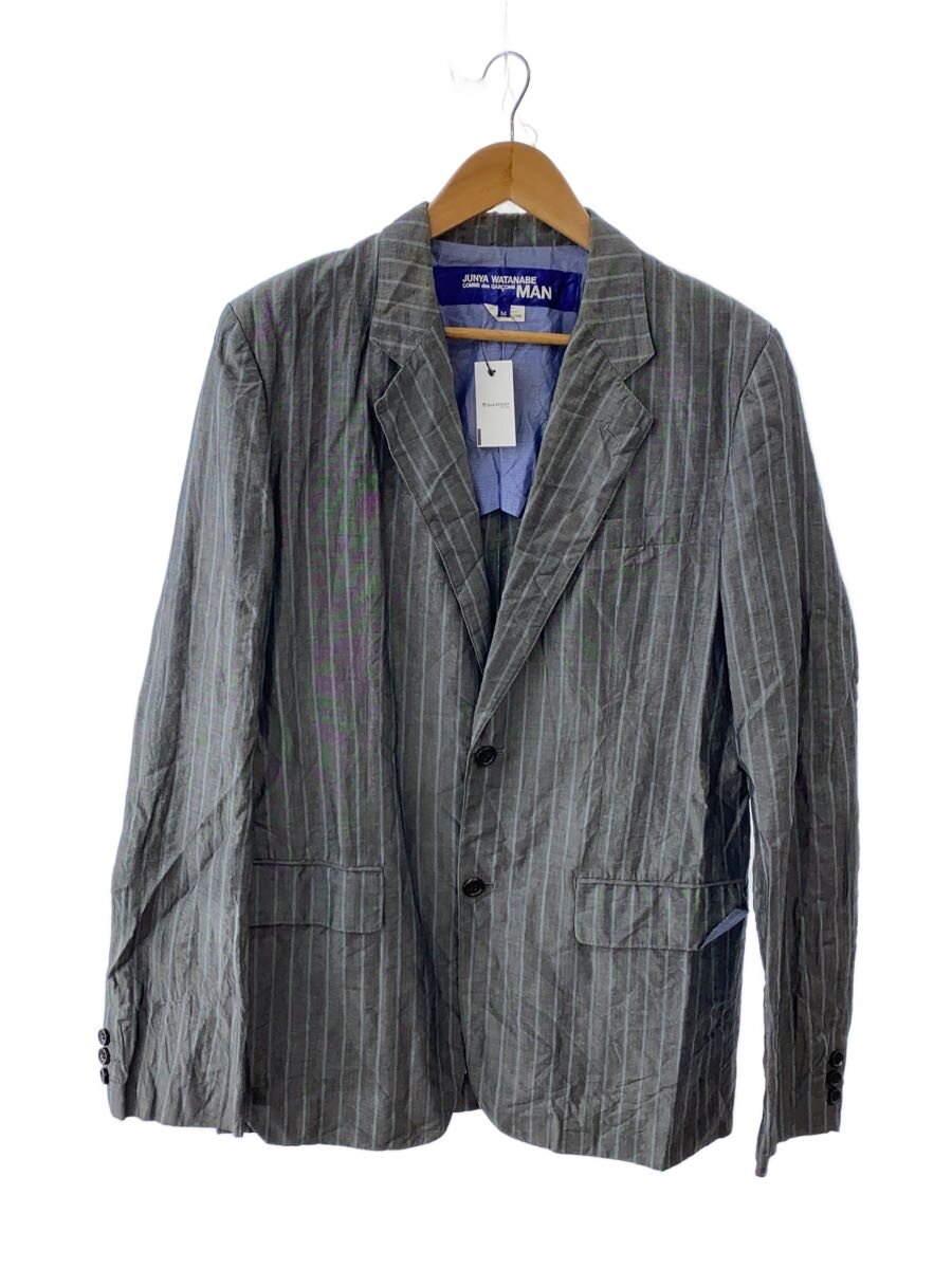 【中古】JUNYA WATANABE COMME des GARCONS MAN◆フロントシミ有/シブルゾン/M/ウール/GRY/ストライプ/WA-J013/テーラードジャケット/縮絨/? NULL ?【メンズウェア】｜2ｎｄ STREET 店