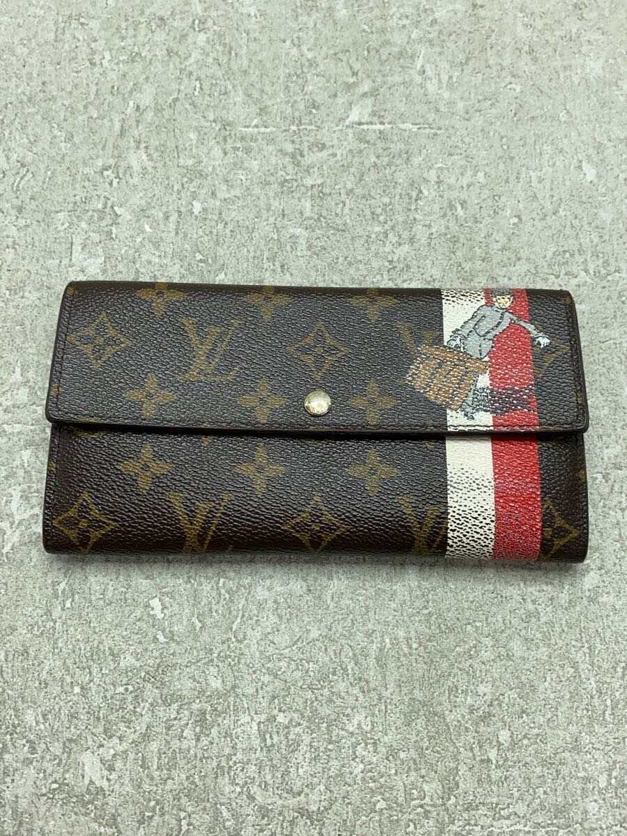 【中古】LOUIS VUITTON◆ポルト・フォイユ・サラ_モノグラム・グルーム_BRW/PVC/BRW/メンズ/CT0006【服飾雑貨他】