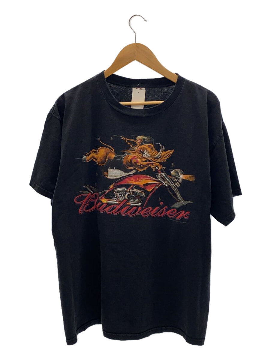 【中古】DELTA◆00s/ティーシャツ/XL/綿織物/BLK/自動二輪車/イノシシ/バドワイザー【メンズウェア】