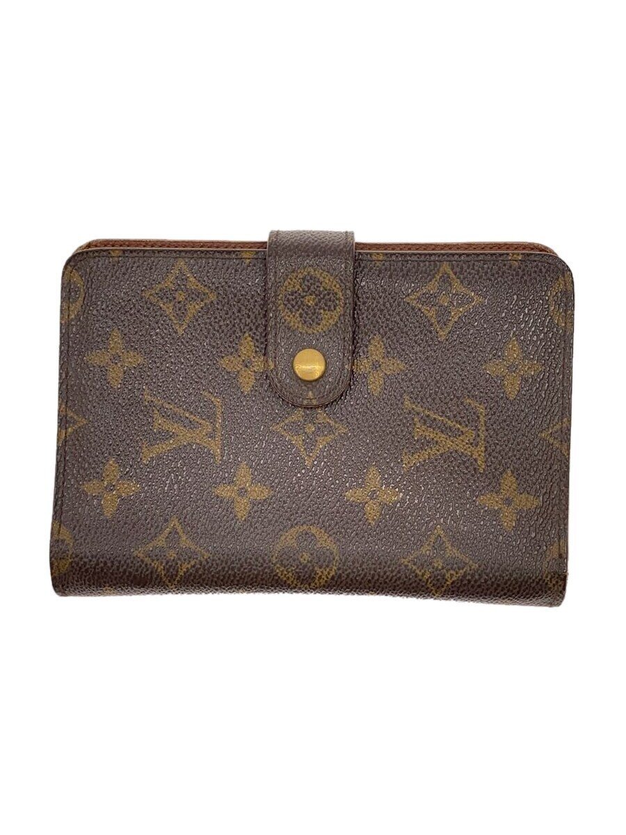 【中古】LOUIS VUITTON◆ポルト・パピエ・ジップ_モノグラム・キャンバス/PVC/BRW/総柄/レディース【服飾雑貨他】