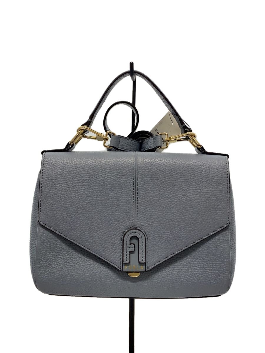 【中古】FURLA◆DANAE S TOP HANDLE/2WAY肩肉/ハンドバック/なめし革/BLU/WB00487【御徒面子】