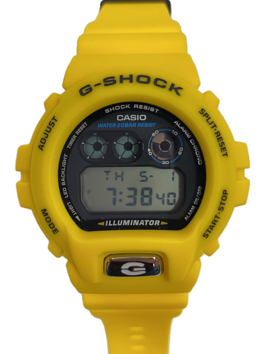 【中古】CASIO◆石英ウオッチ_G-SHOCK/デジタル/天然ゴム/BLK/YLW【服飾雑貨他】