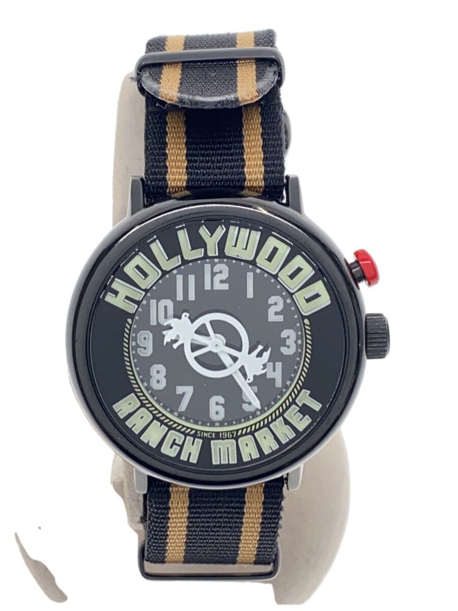 【中古】HOLLYWOOD RANCH MARKET◆石英ウオッチ/アナログ/ネオンウォッチ8/BLK/BLK【服飾雑貨他】