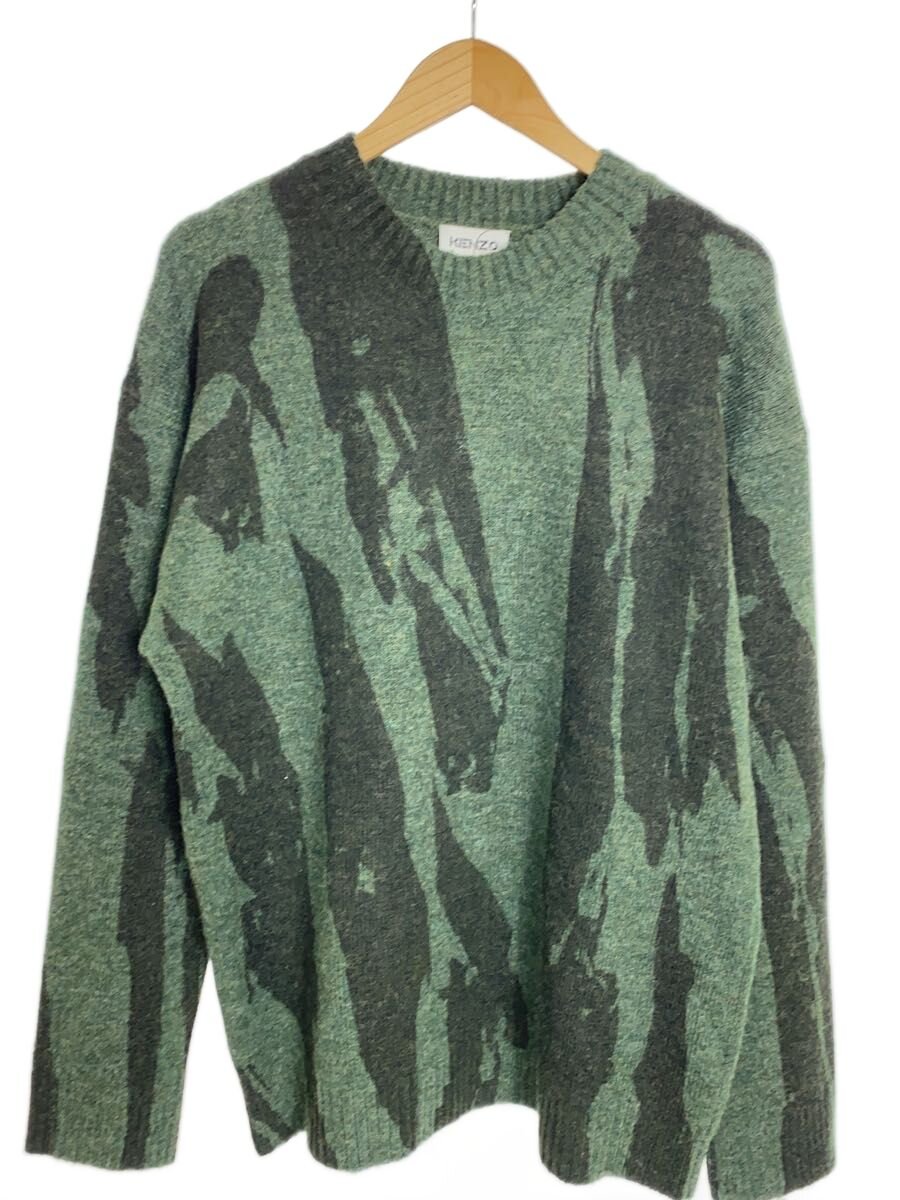 【中古】KENZO◆編み物・ティーシャツ(朦朦たる)/M/アクリル樹脂/GRN/総柄/FB65PU6053CE【メンズウェア】